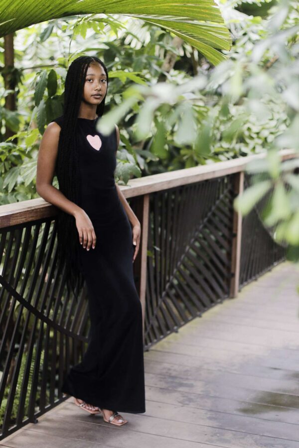 Pleaded with pink heart dress